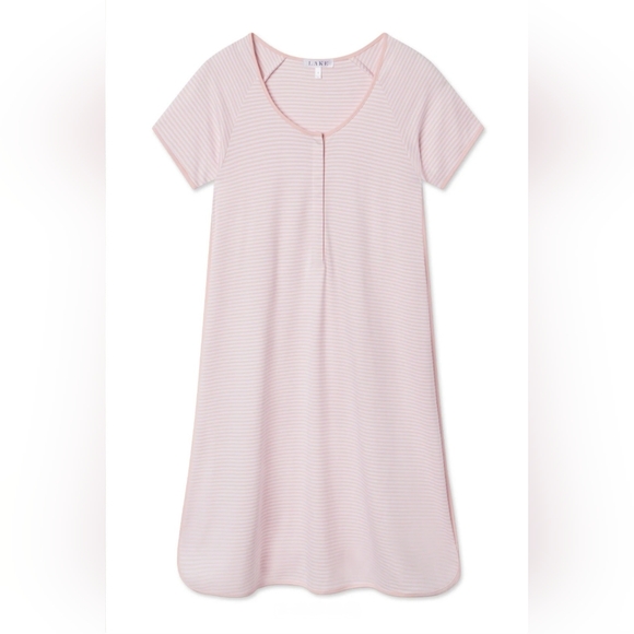 LAKE Pima Maternity Nightgown in English Rose Stripe - Picture 1 of 8